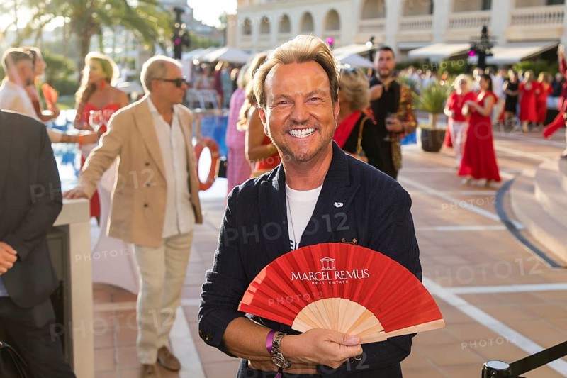 Sandro Rath, partner of Thomas Rath at the Remus Lifestyle Night on the roof terrace of the Pure Salt Hotel in El Toro, Magaluf, Majorca, Spain on 31/07/2025