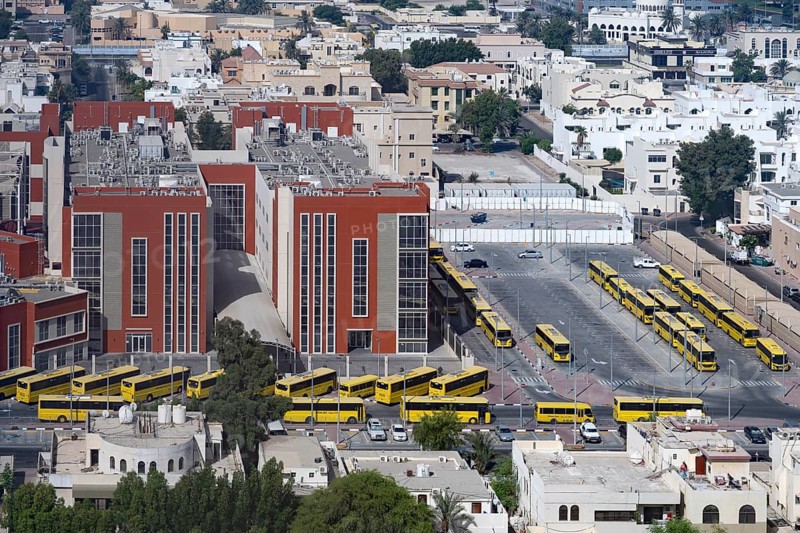 Bus Terminal School Buses, Abu Dhabi, United Arab Emirates
