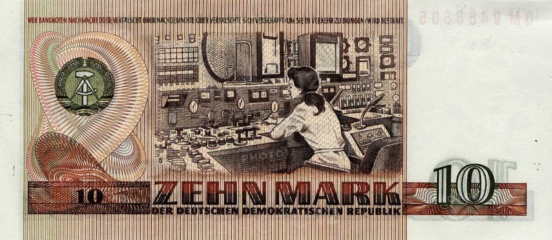 Banknote, banknote, 10 Deutsche Mark, GDR, reproduction of a historical banknote