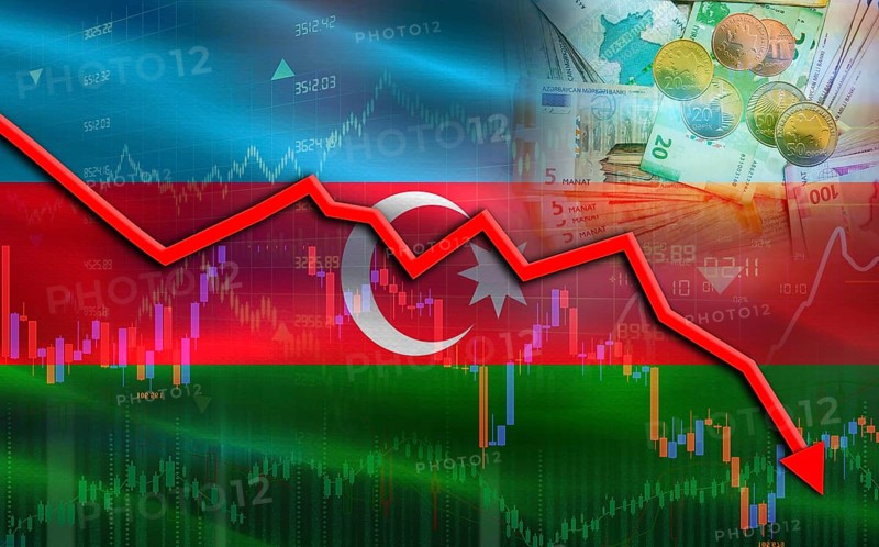 Azerbaijan financial fall on economy market. Azerbaijan financial crisis on economic graph