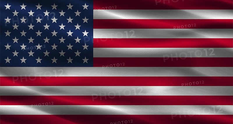 American flag with fabric texture. Realistic flag of USA waving