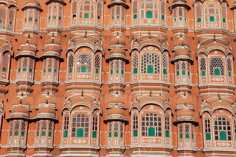 Hawa Mahal or Palace of the Winds in the old city centre, Jaipur, Rajasthan, India