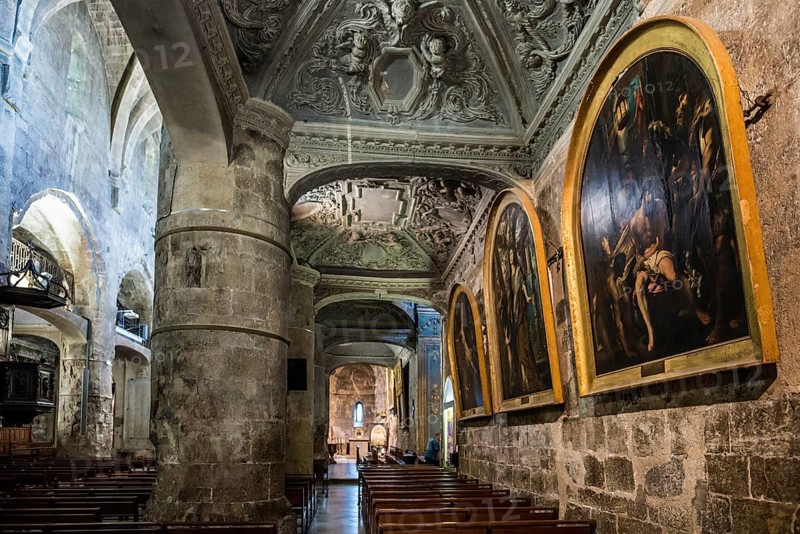 Interior view, Cathedral Notre-Dame-du-Puy, painting by Peter Paul Rubens, Grasse, Alpes Maritimes, Provence Alpes Cote d'Azur, French Riviera, South of France, France