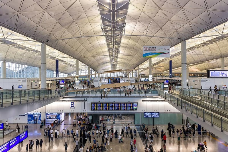 Terminal of Chek Lap Kok Airport (HKG) in Hong Kong, China