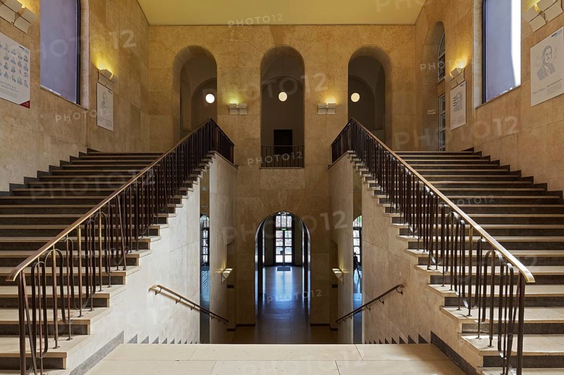 Staircase in the historic main building of RWTH Aachen University, Rheinisch Westfälische Technische Hochschule Aachen, North Rhine-Westphalia, Germany