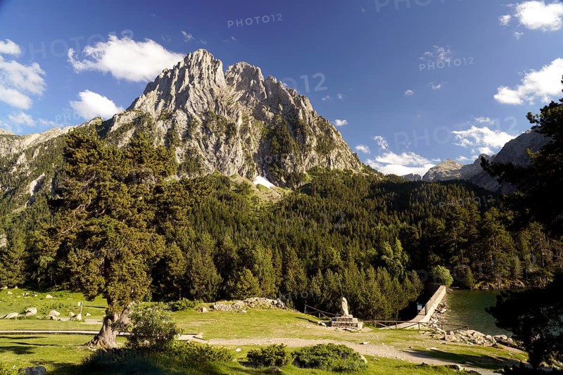 The Els Encantats mountain range in the Aigüestortes i Estany de Sant Maurici National Park, Catalonia, Spain