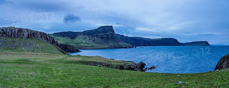 Panorama of Cliffs over Neist Point Lighthouse, Isle of Skye, Scotland, UK