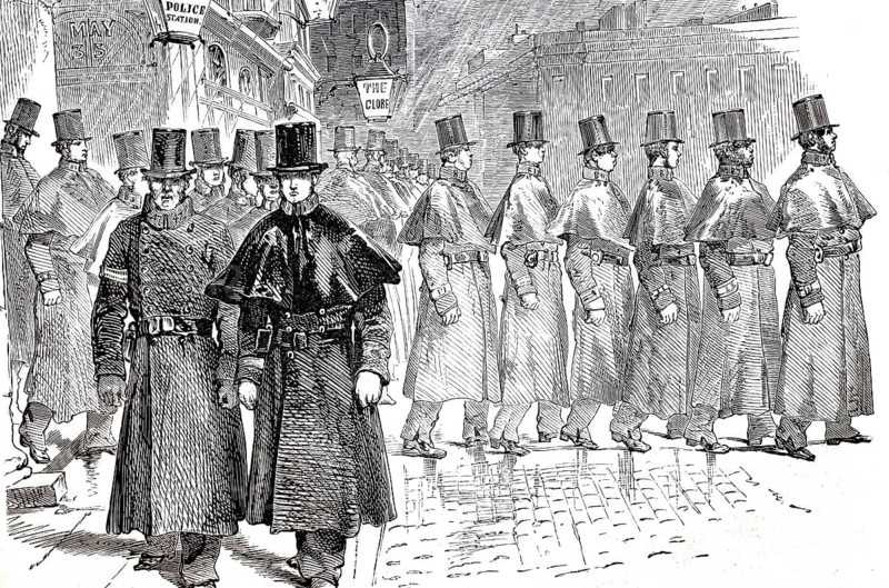 The policemen of London in 1875, England, digitally enhanced reproduction from a 19th century original, historical, exact date unknown
