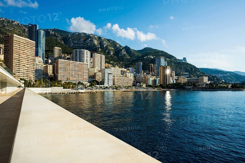 Panorama, Skyline with skyscrapers by the sea, Monte Carlo, Cote d'Azur, Monaco
