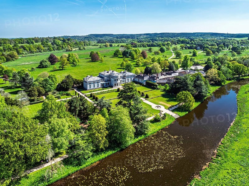 Shugborough Estate from a drone, Great Haywood, Staffordshire, England, United Kingdom