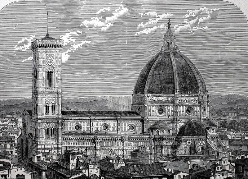 View of Florence Cathedral around 1800, Tuscany, Italy, Historical, digitally restored reproduction of a 19th century original