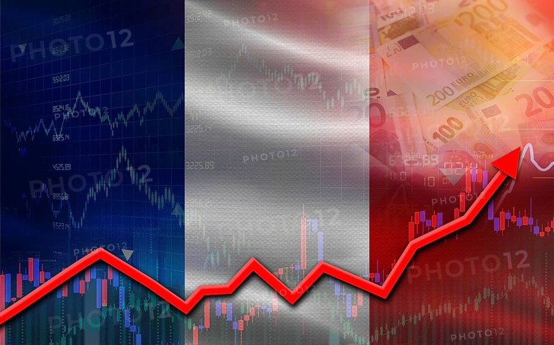 France economic growth on financial graph. France financial growth on market graph