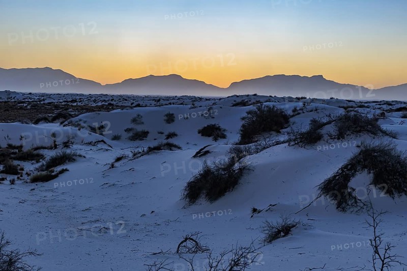 Gypsum dunefields at White Sands National Monument located within the Chihuahuan Desert and the Tularosa Basin near Alamorodo, New Mexico, USA