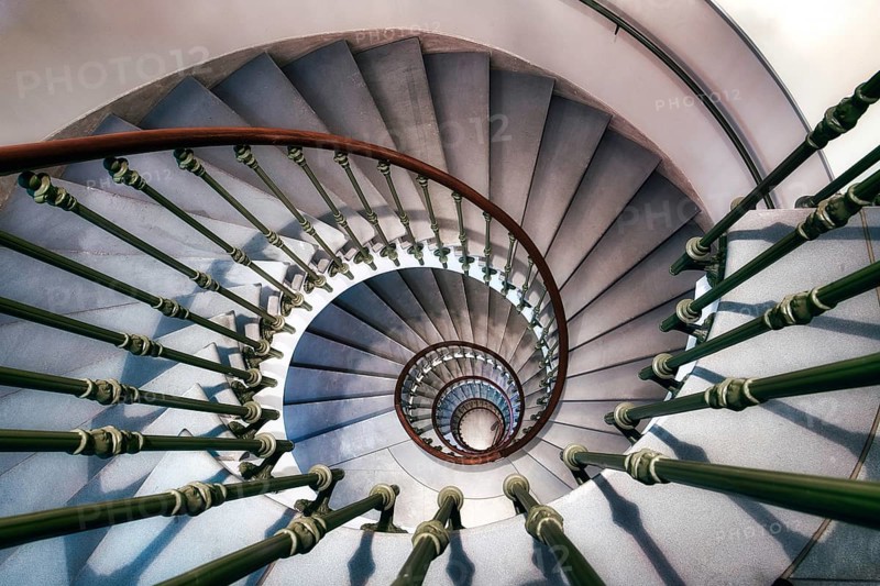 Old staircase with beautiful spiral staircase, Zurich, Switzerland