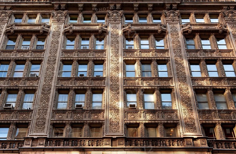 Decorative terracotta façade in French Renaissance style, New York City, USA
