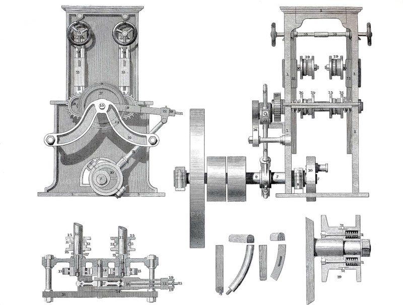 Sawing machine by Mc Carter, historical, digitally enhanced reproduction of a model from around 1860