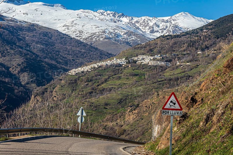 Village Capileira, one of the whitewashed villages on the slopes of the Sierra Nevada, Andalusia, Spain