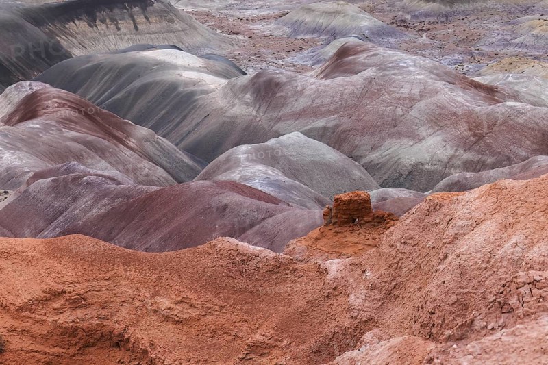 Colorful deposits of the Chinle Formation exposed at Little Painted Desert County Park near Winslow, Arizona