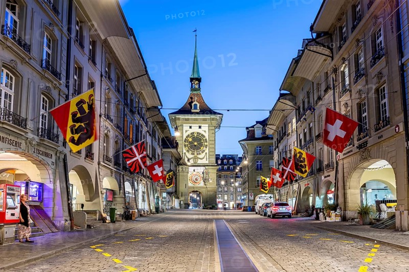 Bern Old Town with Zytglogge at night City in Bern, Switzerland