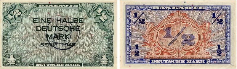 Banknote, banknote, 50 Pfennig note, half German Mark, 1948, Bank of German States, Germany, reproduction of a historical banknote
