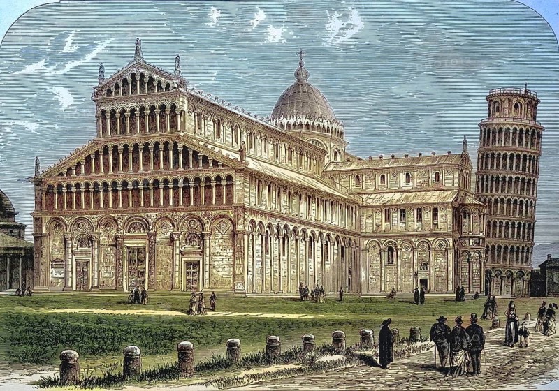 Pisa Cathedral and the bell tower, leaning tower, Tuscany, Italy