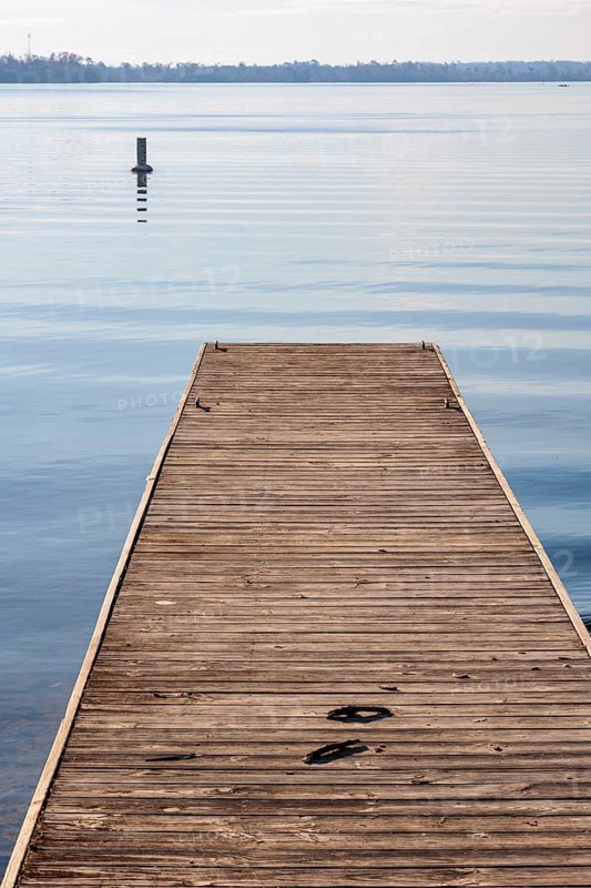 Wooden pier on Lake Seminole at the Corps of Engineers Eastbank Campground near the Florida state line in Georgia