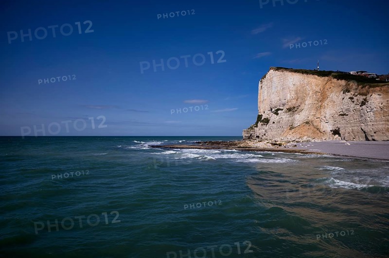Pointe Fagnet, headland, Trou au Chien saddle, sea, sky, Fécamp, Alabaster Coast, La Côte d'Albâtre, Normandy, Seine-Maritime, France