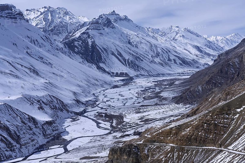 Spitital, with Spiti River, Himalaya, Kaza, Himachal Pradesh, India