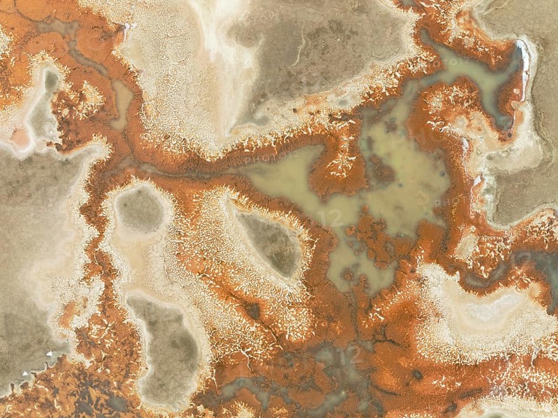 Salt marsh at the Skeleton Coast. Aerial view. Drone shot. Dorob National Park, Namibia