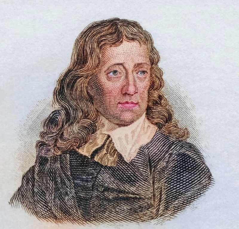 John Milton, (born 9 December 1608 in London, died 8 November 1674 in Bunhill near London) was an English poet, political thinker and civil servant, coloured woodcut from Crabbe's Historical Dictionary from 1825, Historical, digital reproduction