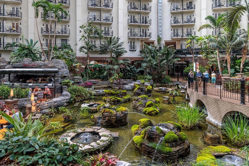 Guests dining at the Cascades American Cafe inside Gaylord Opryland Resort and Convention Center in Nashville, Tennessee
