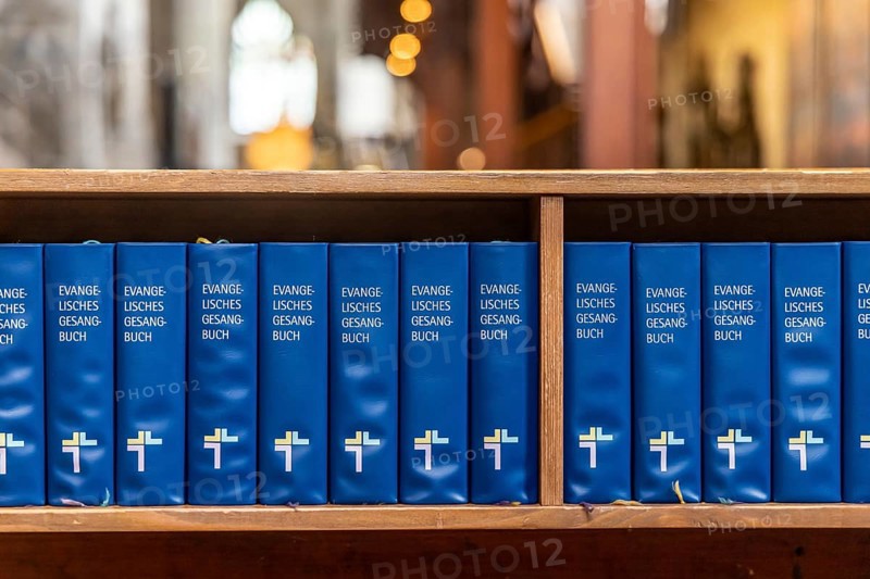 Protestant hymnal. Church of St Michael in Schwabisch Hall, Baden-Württemberg, Germany