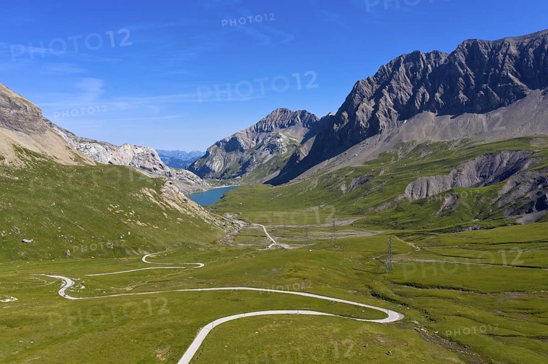 On the Sanetsch Pass, pass road to the Sanetsch reservoir, Lake Sanetsch, Bernese Alps, Savièse, Canton Valais, Switzerland