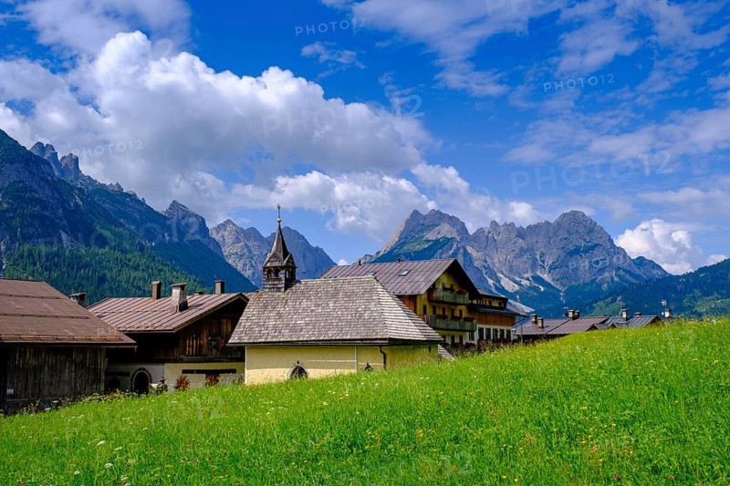 Chapel of the Virgin Mary in the hamlet of Kratten, Sappada, Plodn, Carnic Alps, Julian Friuli, Italy