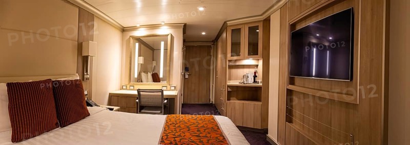 Internal Cabin stateroom on a luxury cruise ship located on the inside of the ship