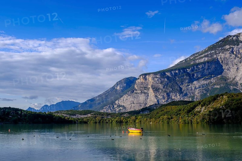 At Lago di Cavedine, behind Monte Casale, Sarca Valley, Trentino, Italy