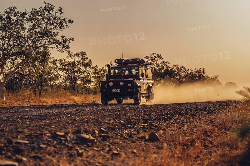Landrover Defender four-wheel drive vehicle in the Australian outback
