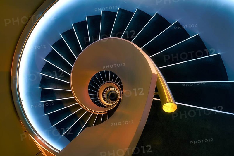 Modern spiral staircase in a commercial building, Zurich, Switzerland