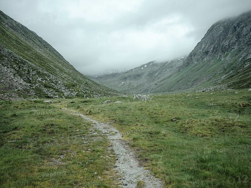 Historical sower's path along which Holocaust survivors travelled from Austria to Italy in 1947 in order to embark for Palestine, Krimmler Tauern, Pinzgau, Salzburg, Austria