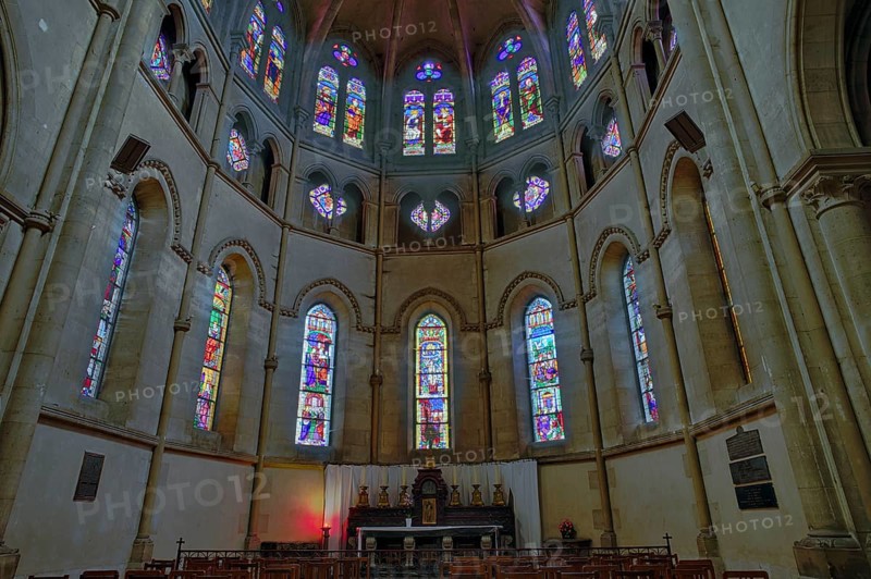 Choir room with altar, interior view, Église Notre-Dame Cathedral, Épernay, Champagne, Marne, France