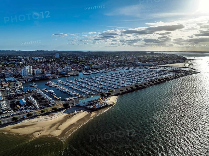 Marina and Beach in Arcachon from a drone, Arcachon, Gironde, France