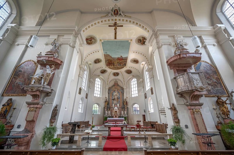 Chancel of the parish church of St John, built 1717-19, Biberacher Str. 6, Ummendorf, district of Biberach, Baden-Württemberg, Germany