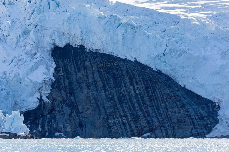 Glacier tongue, ice, edge, rock, sea, Fugelfjorden, Spitsbergen, Svalbard