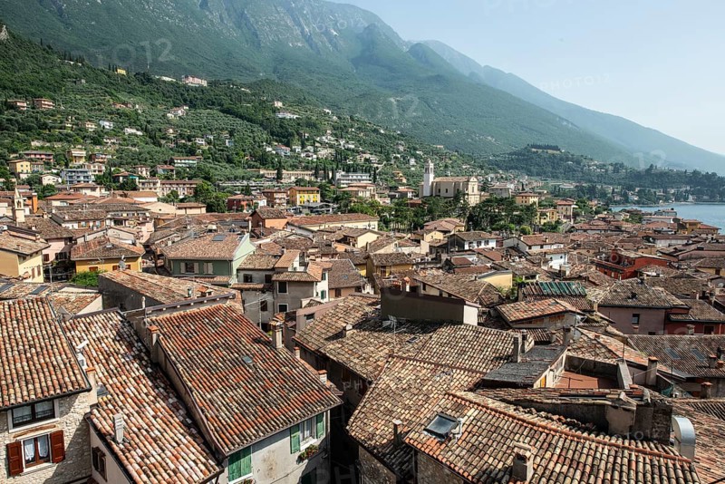 Mediterranean roofs from Scaliger Castle, Malcesine, Veneto, Italy