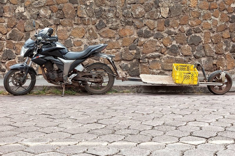 Motorbike with trailer, Santa Cruz, Galapagos, Ecuador