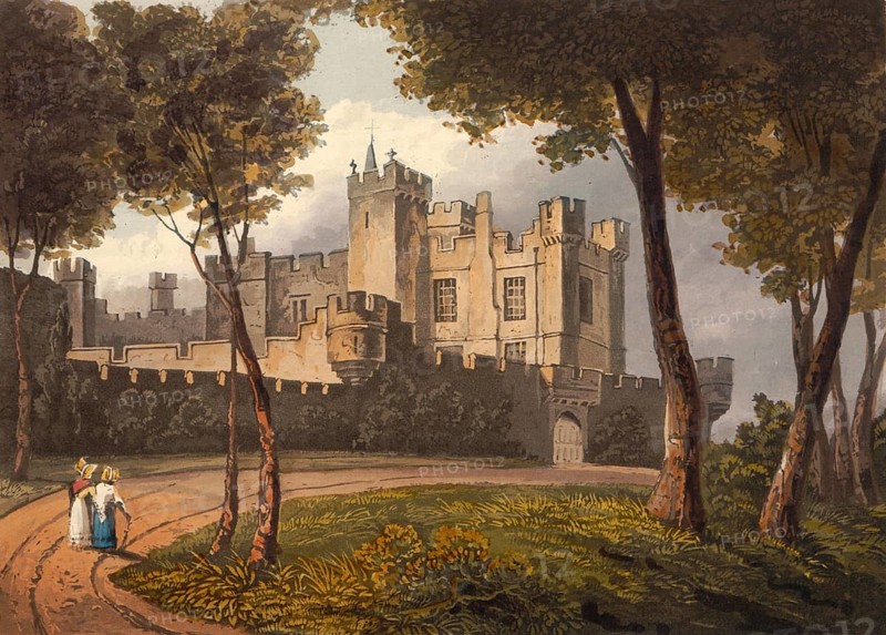 Wilton Castle, County Wexford, England, c. 1850, after a painting by Theodore Henry Adolphus Fielding, digitally enhanced reproduction, historical, exact date unknown