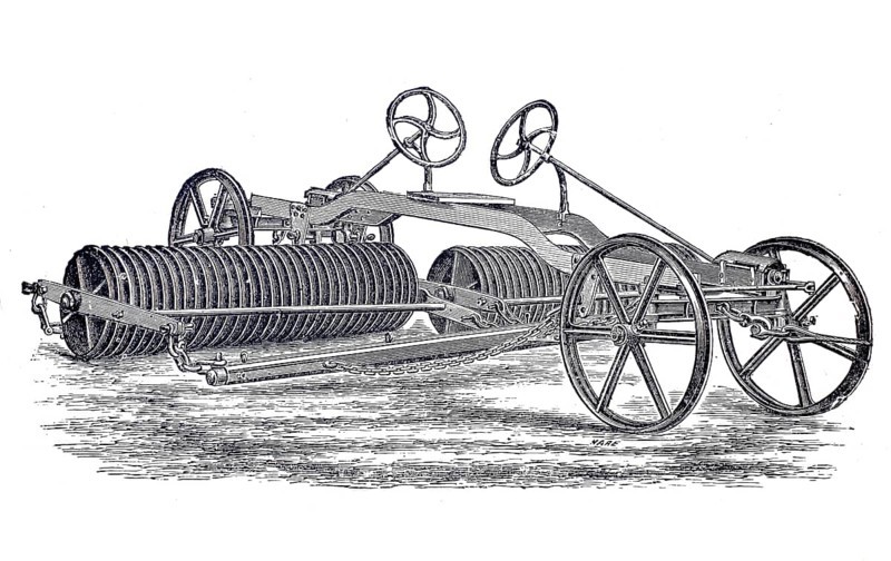 Agriculture, tillage, steam roller by John Fowler, around 1860, digitally improved reproduction of a 19th century model, historical, exact date unknown