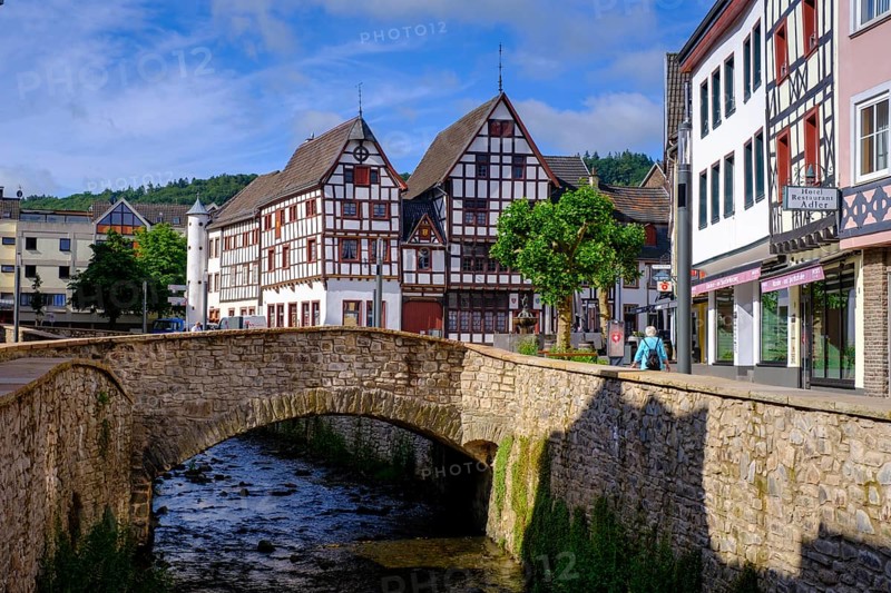Erft in the old town centre, Bad Münstereifel, Eifel, Euskirchen district, North Rhine-Westphalia, Germany