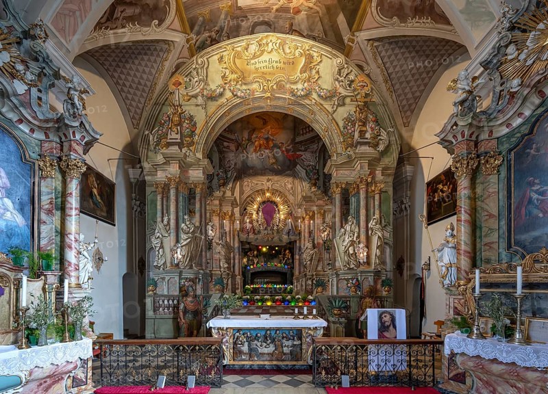 Holy Sepulchre, painted around 1767 by the painter Johann Joachim Pfaundler, St Donatus Church, Dorfstraße 20, Patsch, district of Innsbruck, Tyrol, Austria