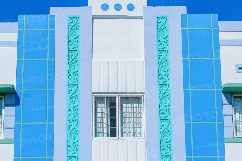 Art deco hotel facade, Ocean drive, South Beach, Miami, Florida, USA